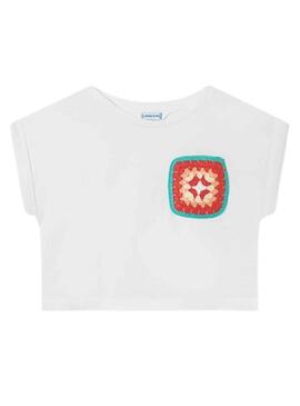 T-Shirt Mayoral Stickerei Weiss für Mädchen