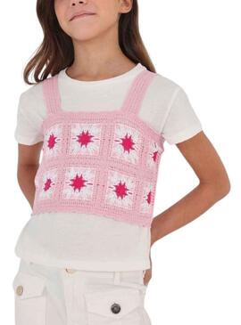 Set Top Croche und T-Shirt Mayoral Rosa für Mädchen
