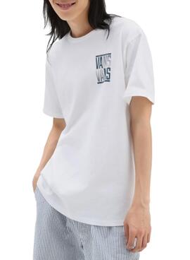 T-Shirt Vans Stacked Weiss für Damen