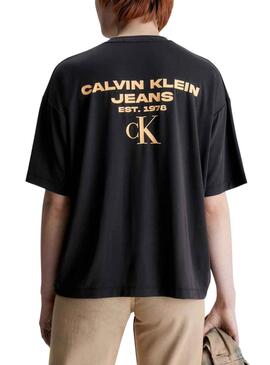 T-Shirt Calvin Klein Logo Modal Schwarz für Herren