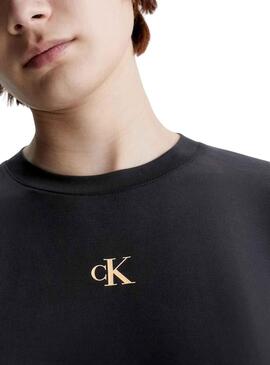 T-Shirt Calvin Klein Logo Modal Schwarz für Herren