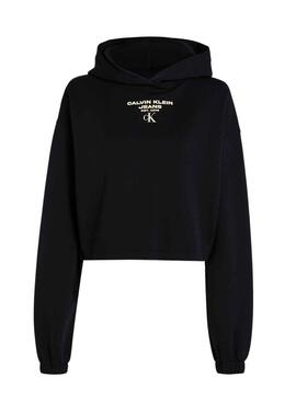 Sweatshirt Calvin Klein Gathered Cropped Schwarz Damen