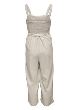 Jumpsuit Only Beige Leinenmischung für Damen