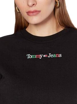 Sweatshirt Tommy Jeans Linear Serif Schwarz Damen