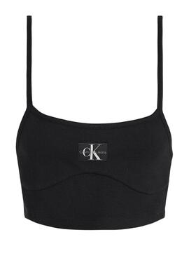 Top Calvin Klein Badge Schwarz für Damen