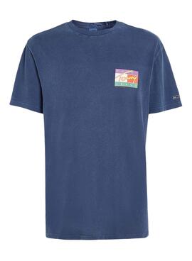 T-Shirt Tommy Jeans Signatura Marineblau für Herren