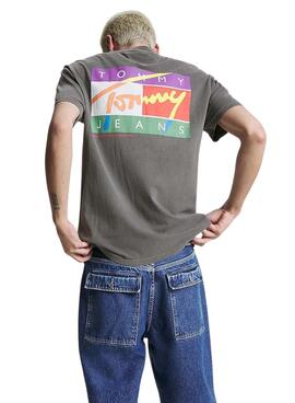 T-Shirt Tommy Jeans Signature Grau für Herren