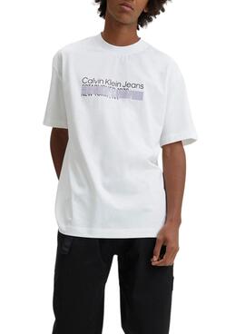T-Shirt Calvin Klein Address Weiss für Herren
