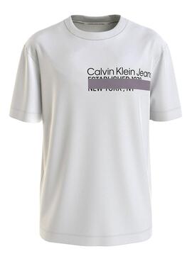 T-Shirt Calvin Klein Address Weiss für Herren