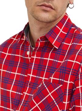 Hemd Tommy Jeans Small Check Rot für Herren