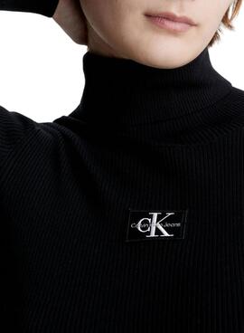 Kleid Calvin Klein Badge Roll Schwarz für Damen