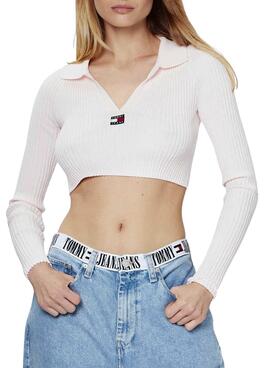 Pullover Tommy Jeans Badge Weiss für Damen