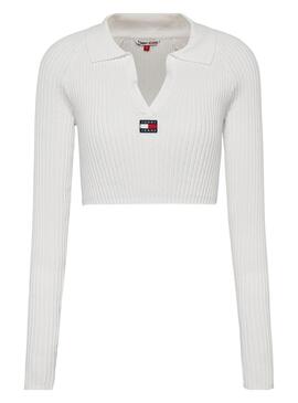 Pullover Tommy Jeans Badge Weiss für Damen