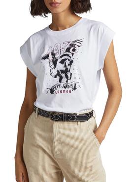 T-Shirt Pepe Jeans Bianca Weiss für Damen