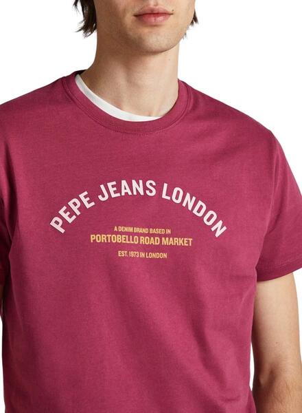Herren Jeans T-Shirt Rot Pepe Waddon für