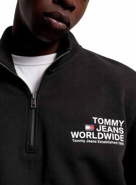 Sweatshirt Tommy Jeans Graphic Half Zip Schwarz Herren
