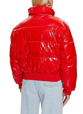 Jacke Tommy Jeans Badge Glänzend Rot für Damen