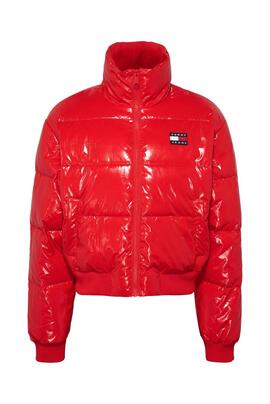 Jacke Tommy Jeans Badge Glänzend Rot für Damen