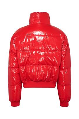 Jacke Tommy Jeans Badge Glänzend Rot für Damen