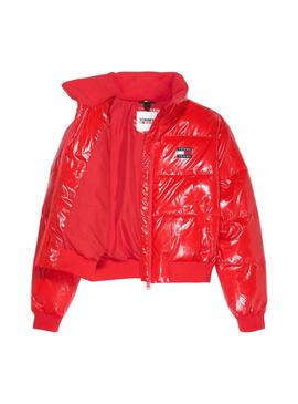 Jacke Tommy Jeans Badge Glänzend Rot für Damen