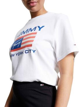 T-Shirt Tommy Jeans Modern Prep Flag Weiss Damen