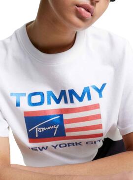 T-Shirt Tommy Jeans Modern Prep Flag Weiss Damen