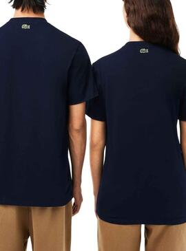 T-Shirt Lacoste fällt groß aus Marineblau Herren Damen