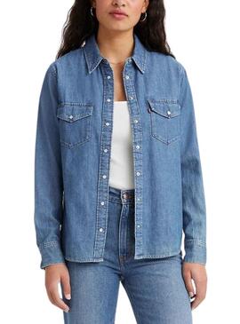 Hemd Levis Iconic Western Essential Blau Damen