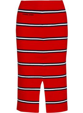 Rock Tommy Jeans Knitted Stripe Rot Damen