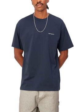 T-Shirt Carhartt Script Embroidery Marineblau Herren