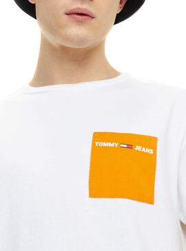 T-Shirt Tommy Jeans Contrast Pocket Weiß Herren