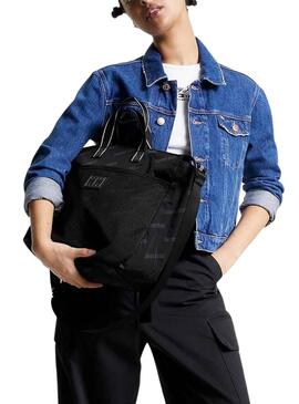 Handtasche Tote Tommy Jeans Skater Logos Schwarz Damen