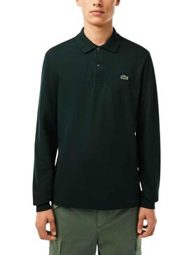 Polo Lacoste Kragenkante, gerippte Ärmel Grün Herren