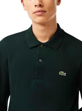 Polo Lacoste Kragenkante, gerippte Ärmel Grün Herren