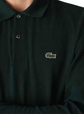 Polo Lacoste Kragenkante, gerippte Ärmel Grün Herren