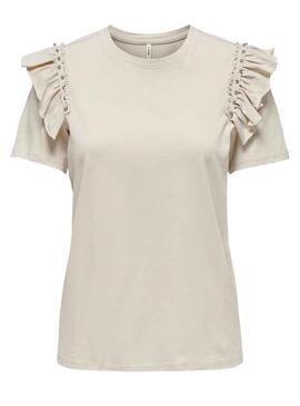 T-Shirt Only Rebelle Beige für Damen