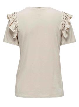 T-Shirt Only Rebelle Beige für Damen