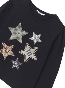 T-Shirt Mayoral Sterne Schwarz für Mädchen