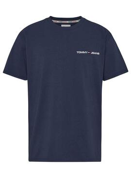 T-Shirt Tommy Jeans Linear Marineblau für Herren