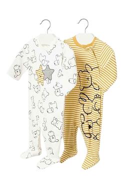 Set 2 Strampler Mayoral Bären Gelb für Baby