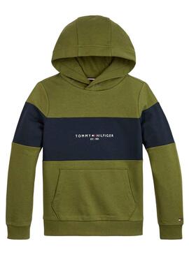 Sweatshirt Tommy Hilfiger Essential Block Grün Junge