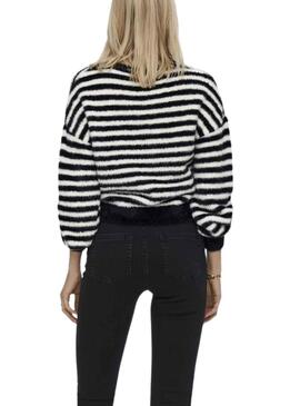 Pullover Only Piumo Streifen Schwarz für Damen