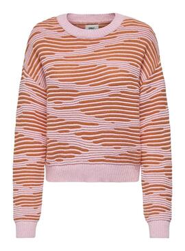 Pullover Only Emma Life Structure Rosa Orange Damen