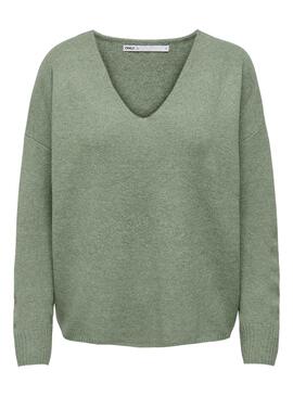 Pullover Only Rica Life Vneck Grün für Damen