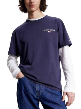 T-Shirt Tommy Jeans Linear Back Marineblau Herren
