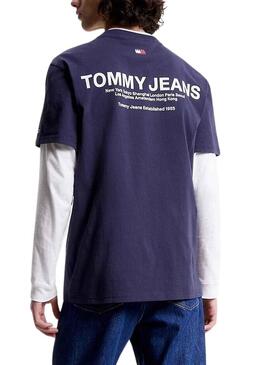 T-Shirt Tommy Jeans Linear Back Marineblau Herren