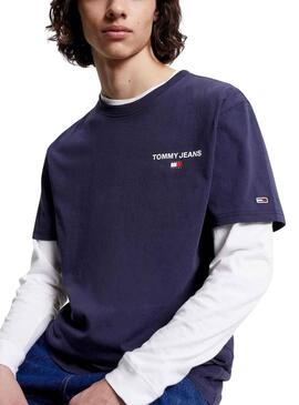 T-Shirt Tommy Jeans Linear Back Marineblau Herren