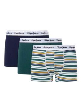 Pack 3 Boxer Pepe Jeans Stripe Grün für Herren
