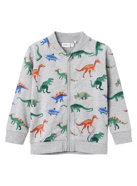 Sweatshirt Name It Nesve-Dinosaurier Grau für Junge