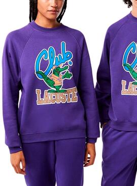 Sweatshirt Lacoste Club Morado für Herren Damen